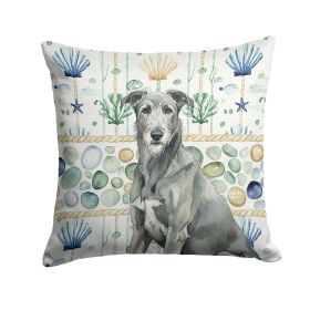 Gray Irish Wolfhound Coastal Sea Glass Throw Pillow Decorative Indoor Outdoor Accent Cushion for Couch, Bed or Patio, 18Hx18W